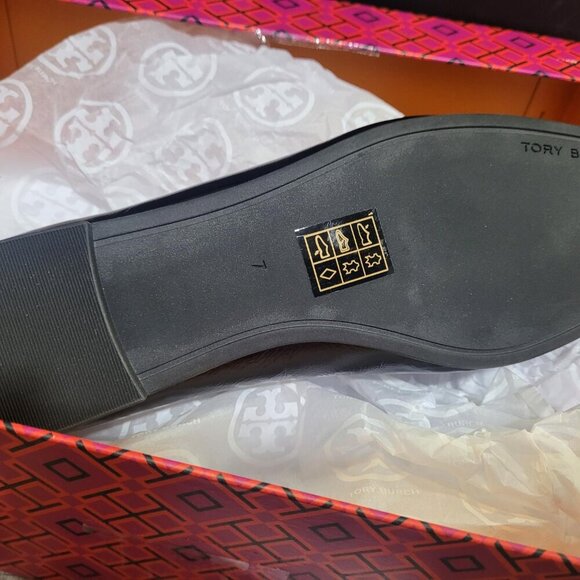 NEW TORY BURCH Georgia Athene Ballet Flats Perfect Black Leather Women's Size 7 - Picture 4 of 4